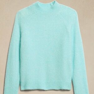 FUZZY MOCK-NECK SWEATER (Blue Water)